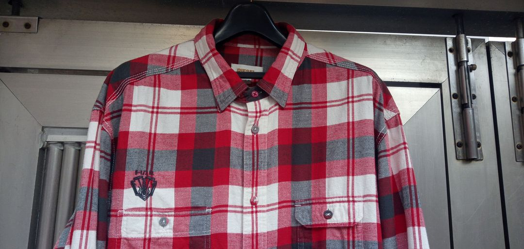 디젤 모직 체크셔츠 105호 상태양호--1