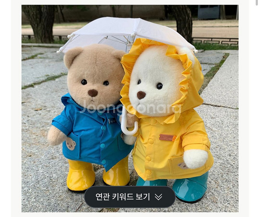 테디테일즈 레나베어 정품 미디엄 밀크티 노란 우비세트--0