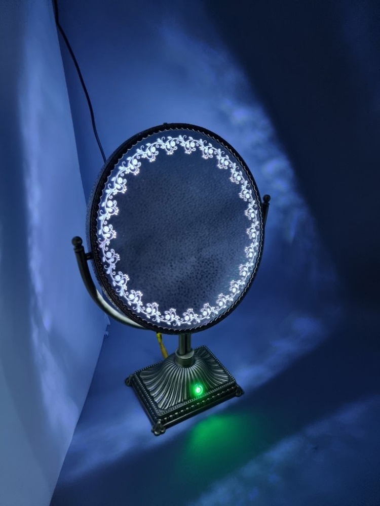 LED 고급주석 탁상스탠드 거울 대형 앤틱컬러--7