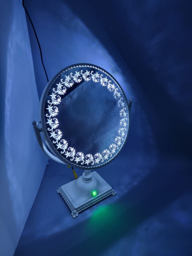 LED 고급주석 탁상스탠드 거울 대형 아이보리--8