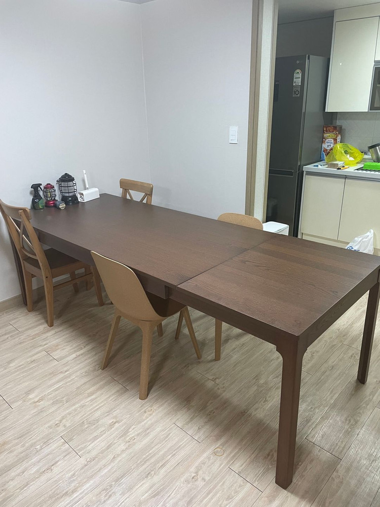 이케아 자작나무 원목 식탁 테이블 확장형--2