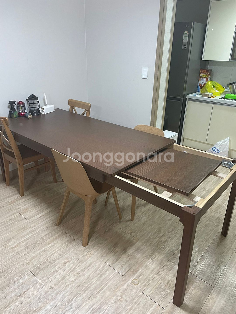 이케아 자작나무 원목 식탁 테이블 확장형--1