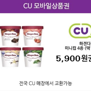 하겐다즈 미니컵 아이스크림 CU 편의점 5,900원권