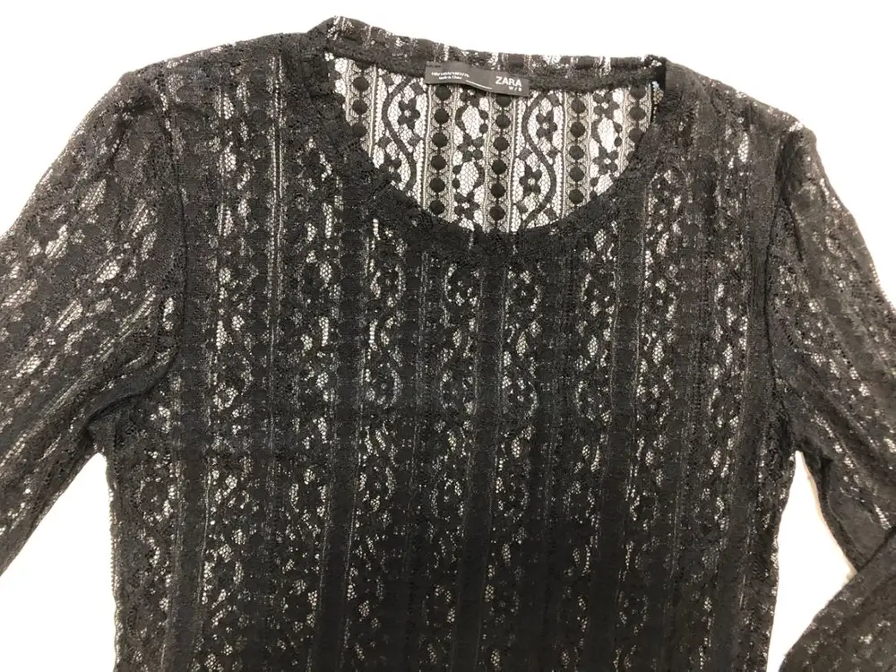 ZARA 자라 블랙 시스루 긴팔티 이미지