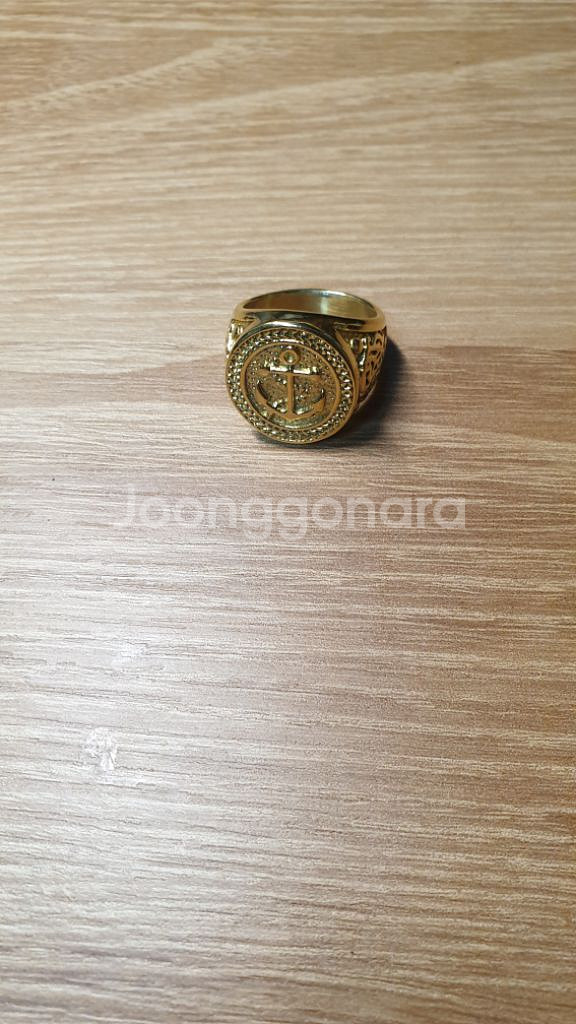 금색 닻 문양 패션반지--1