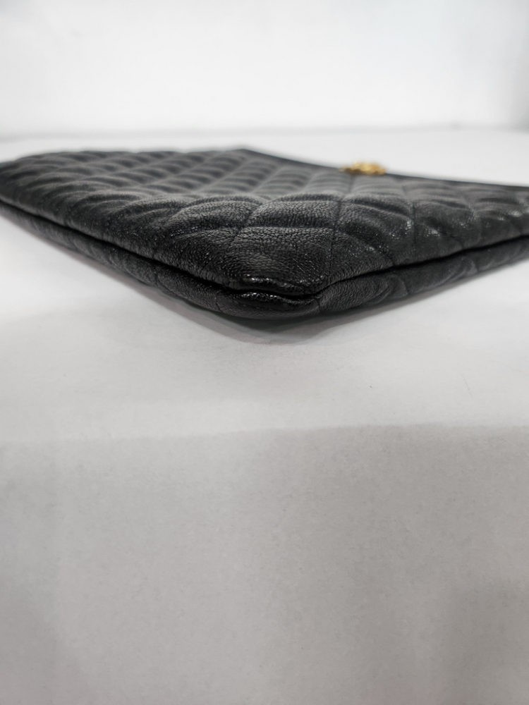 샤넬 보이 캐비어 금장 블랙 클러치백 미디움 27번대--5