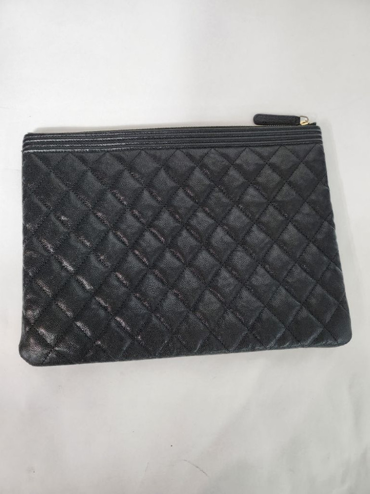 샤넬 보이 캐비어 금장 블랙 클러치백 미디움 27번대--4
