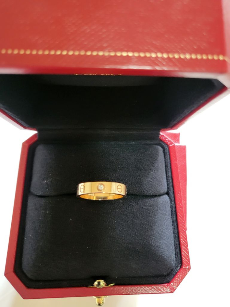 까르띠에 러브링 웨딩밴드 다이아1p세팅 로즈골드--5