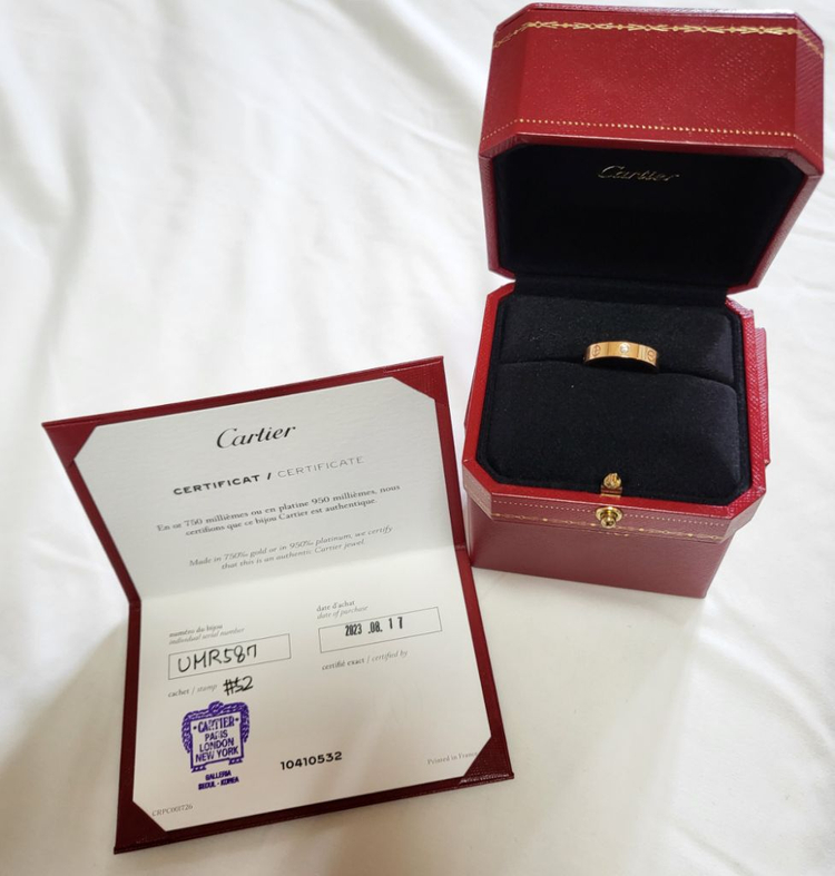 까르띠에 러브링 웨딩밴드 다이아1p세팅 로즈골드--7