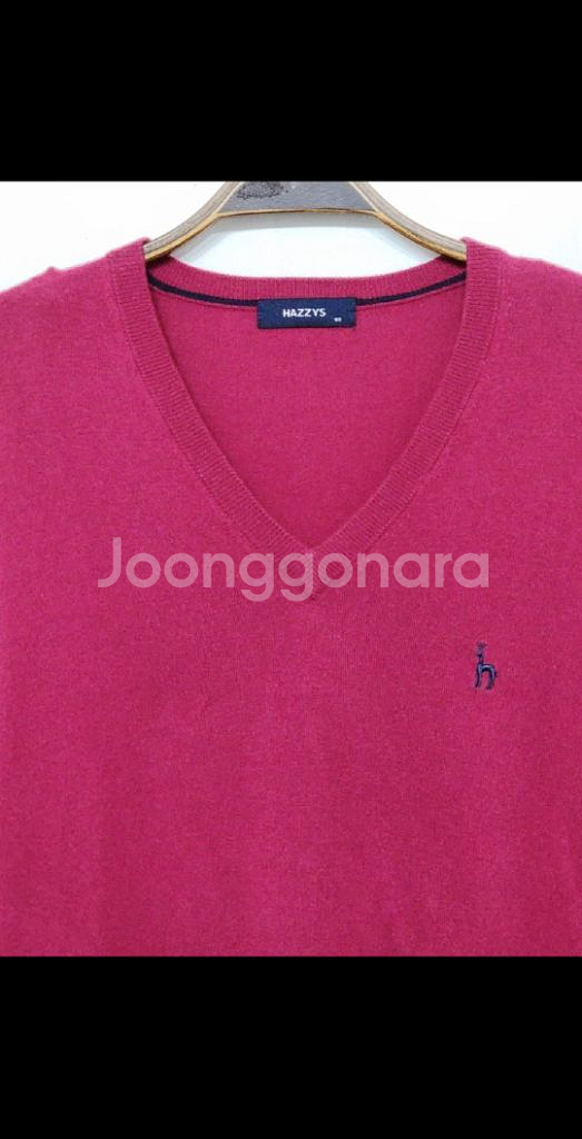 (95) 헤지스 니트 브이넥 면 캐시미어 스웨터--1