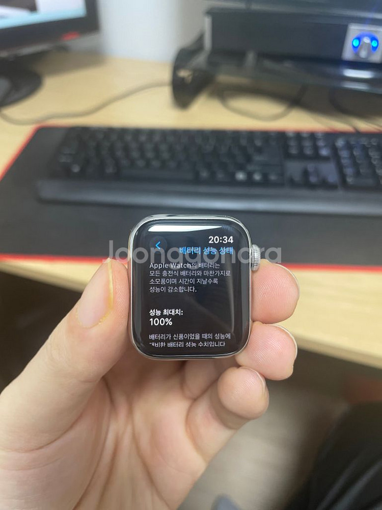 애플워치5 셀룰러 스테인리스 배터리성능 100%--0