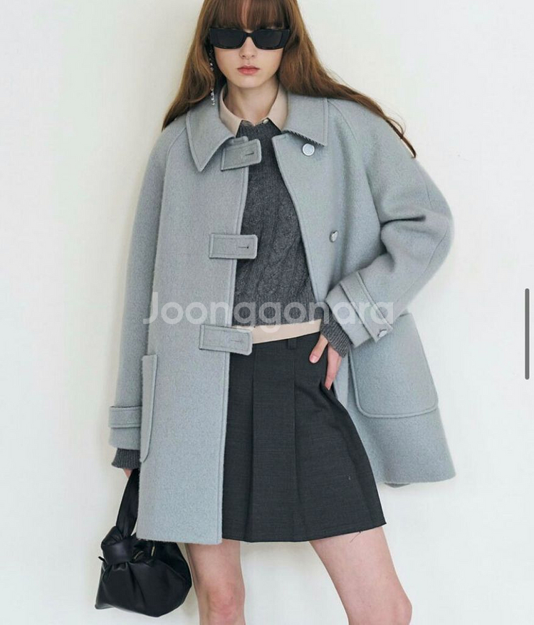 마론에디션 앤틱블루 부클 하프 코트--2