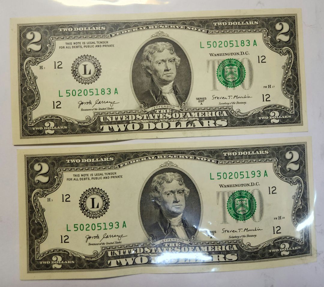 행운의 2달러 지폐 연속번호 3종류 외 미국화폐 | 중고나라 - 안심되는 중고거래