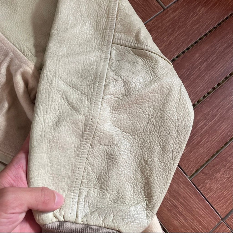 아바하우스 빈티지 누빈 레더 암 울 바시티자켓--3