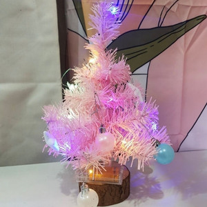 새상품) 크리스마스 핑크 트리 선물세트 LED전구