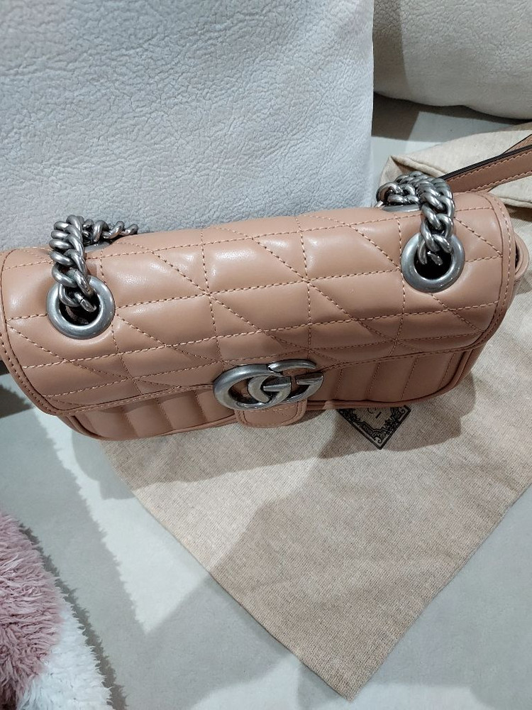 구찌 여성숄더백 GG 마몬트 미니숄더백 로즈베이지 이미지