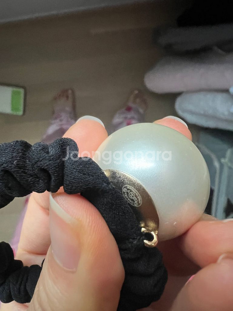 샤넬 CC로고 진주 머리끈 곱창 스크런치 헤어 밴드 슈--5