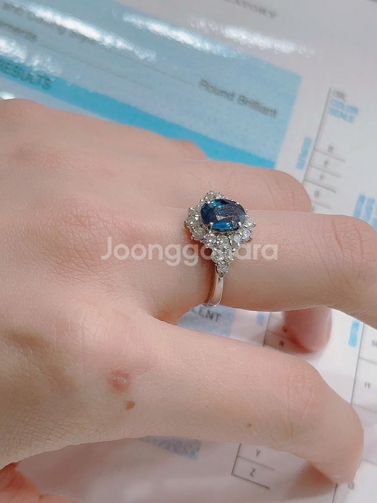 백금 pt900 천연사파이어1.94ct 다이아반지--1
