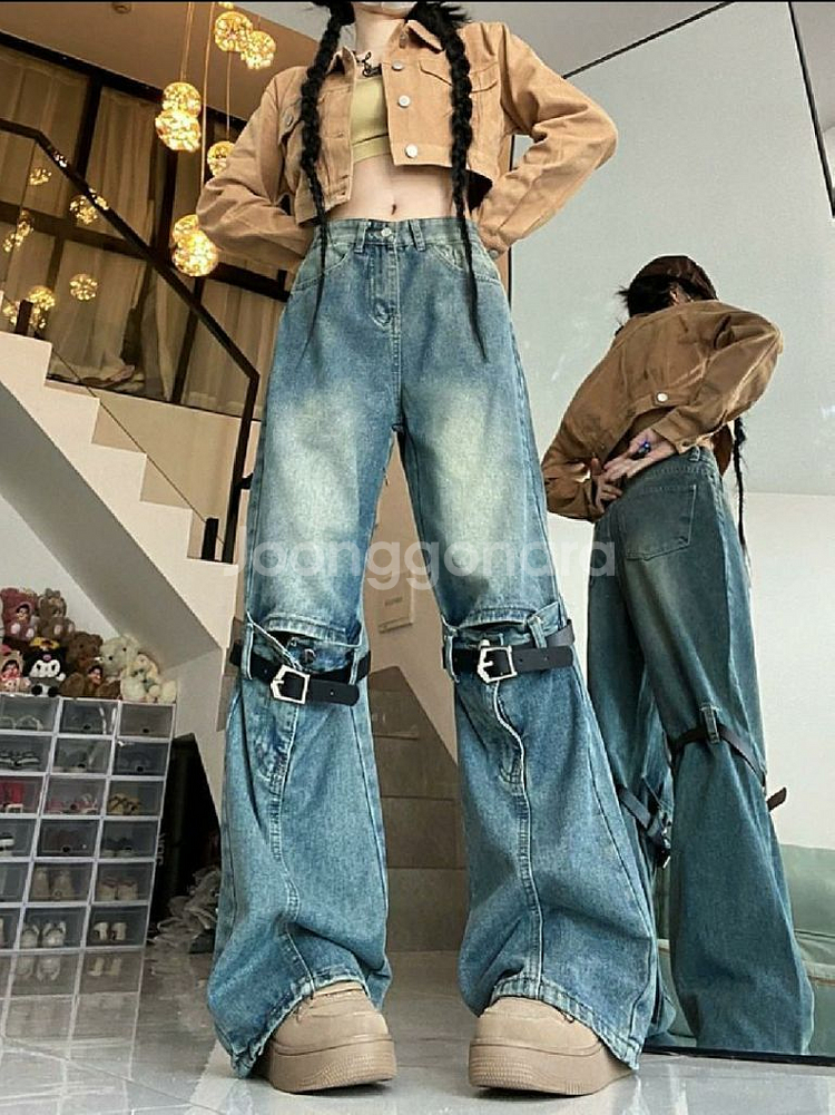 y2k 아메리칸 빈티지 로우라이즈 데님팬츠 청바지--3