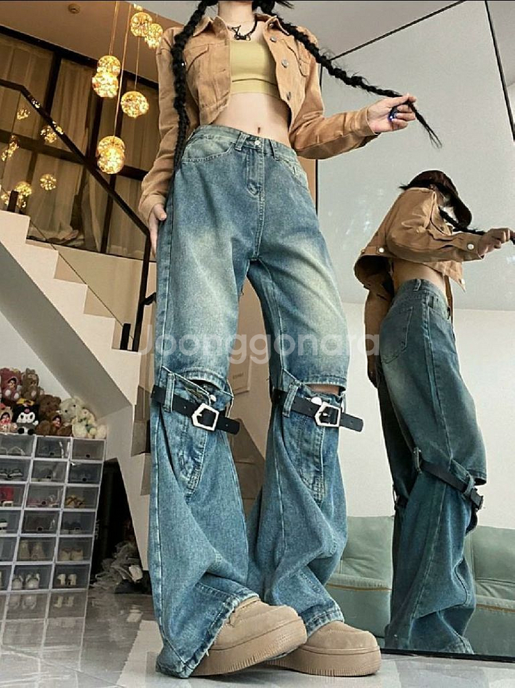 y2k 아메리칸 빈티지 로우라이즈 데님팬츠 청바지--5