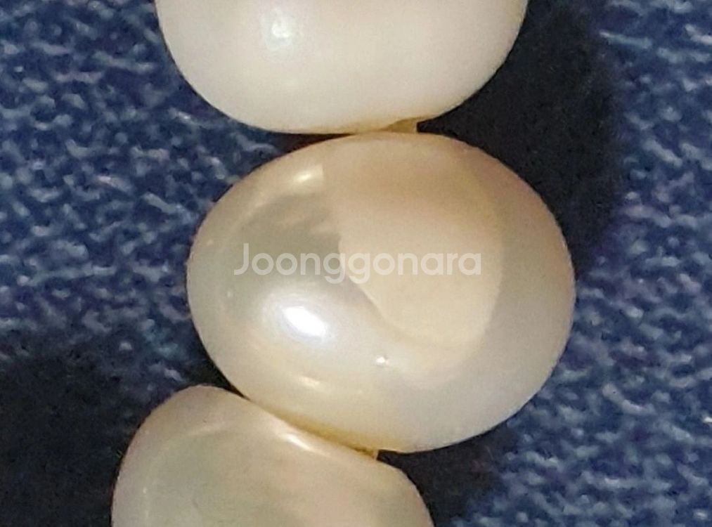 새제품 S925 순은 천연진주 9알 스마일 진주 목걸이--5