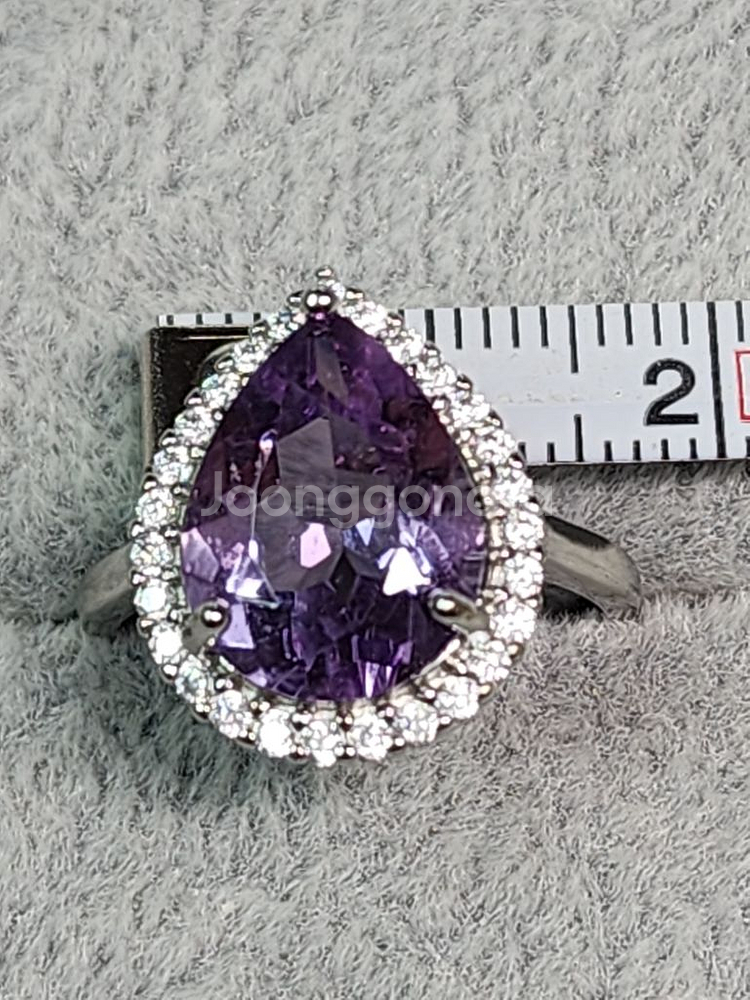 새제품 천연원석 S925 순은 반지 맑은 자수정 물방울--8