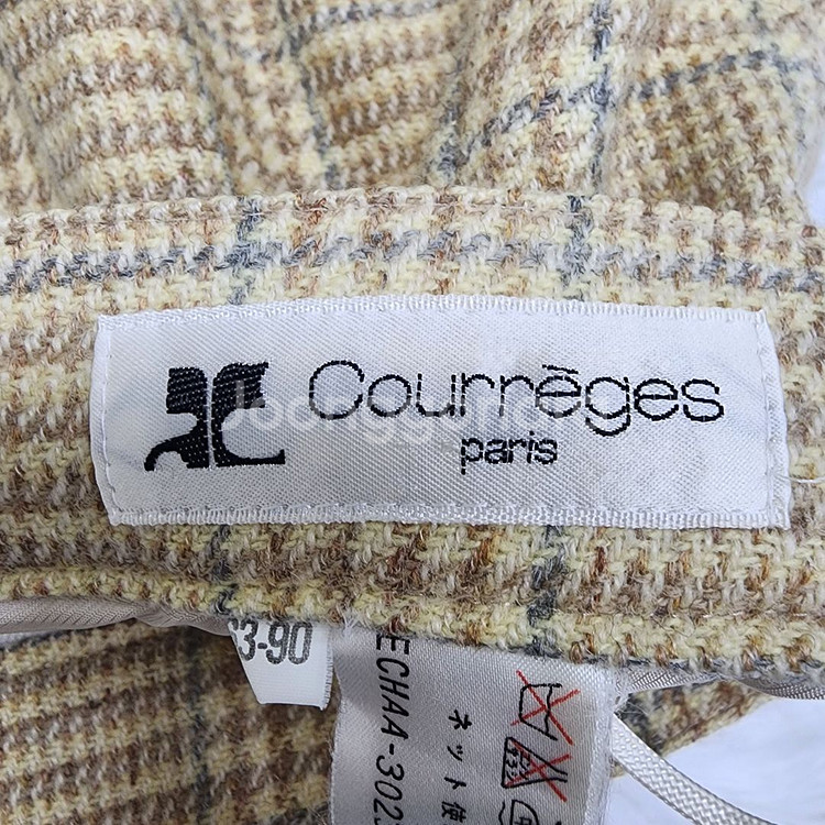 꾸레쥬(courreges) 체크 미디스커트--2