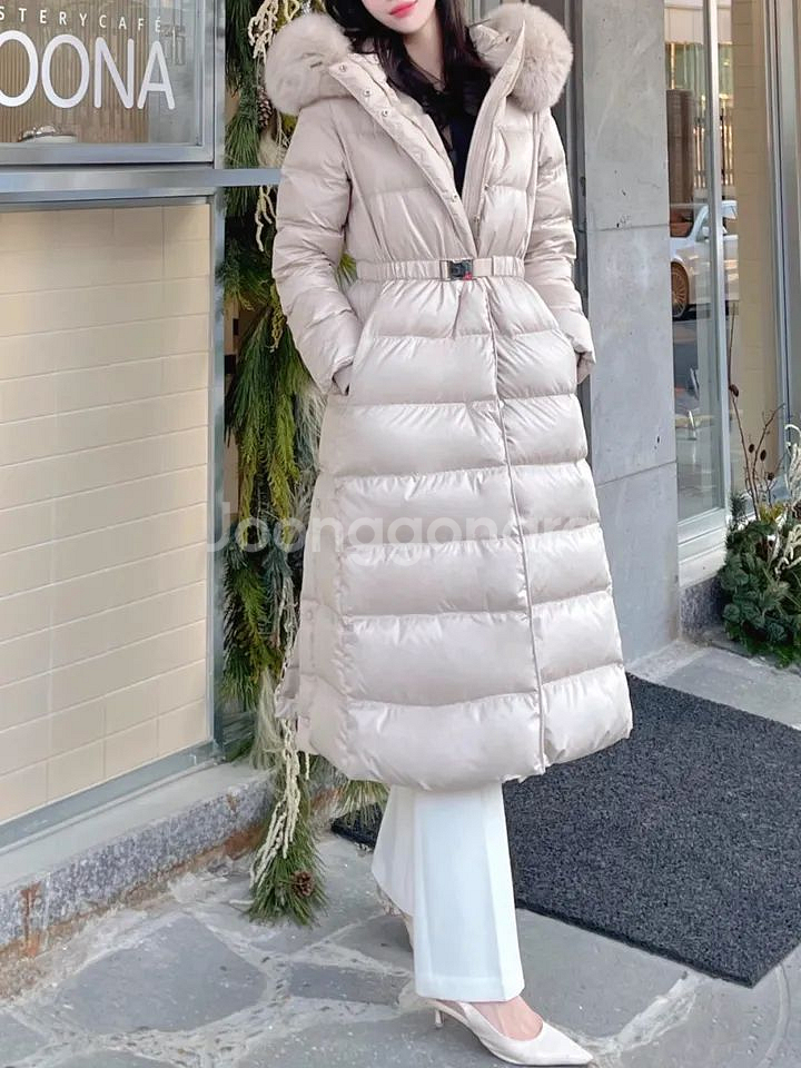 고퀄리티 프리미엄 사가폭스 롱패딩 오리털 허리 버클--6