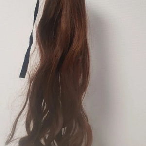 여성 60cm 갈색 웨이브 묶은머리 가발