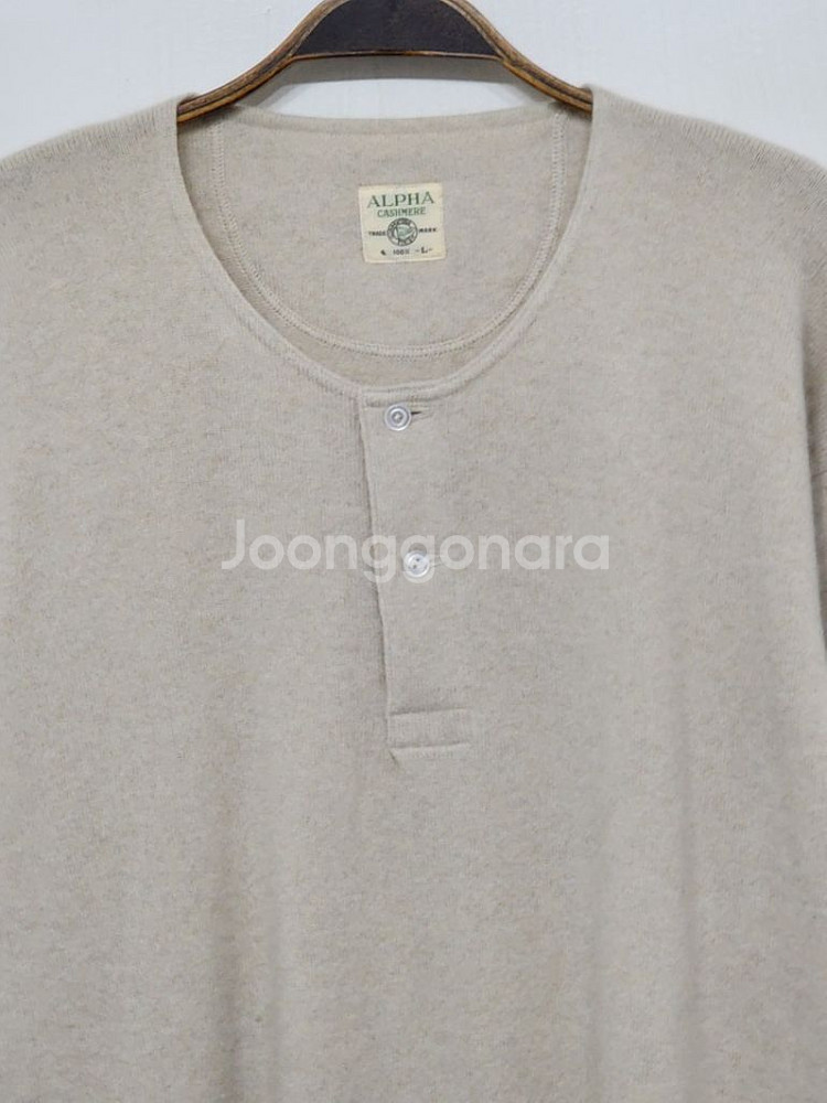 (L) 캐시미어 니트 헨리넥 스웨터 무지--1