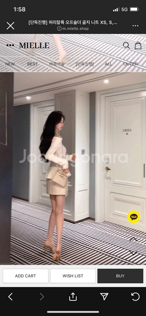 수입의류 미엘르 오프숄더 골지 니트티 로썸제이 제이먼트--7