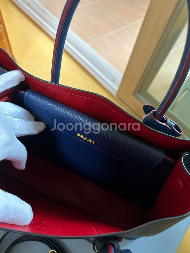 (풀구성)프라다 사피아노 두블레 블루에떼 더블백--2