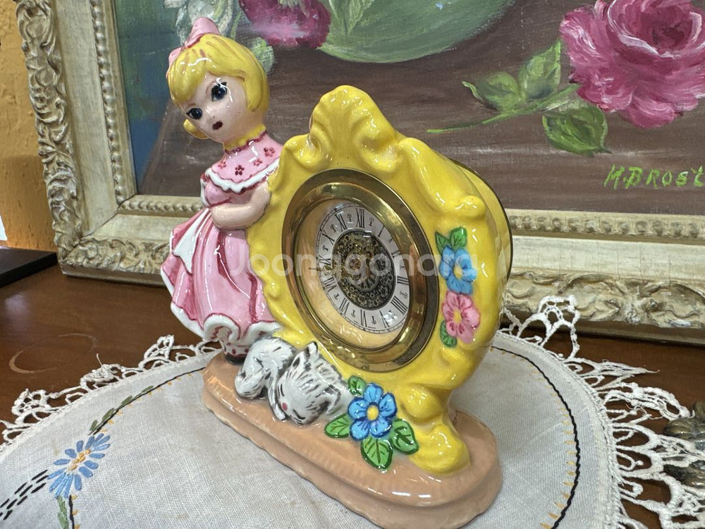 (독일) 빈티지 핸드페인티드 포세린 시계--4