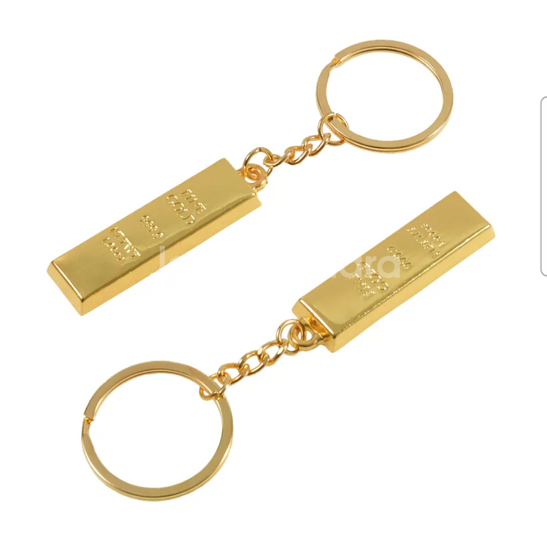 금도금 금속 골드바 열쇠고리 네개--3
