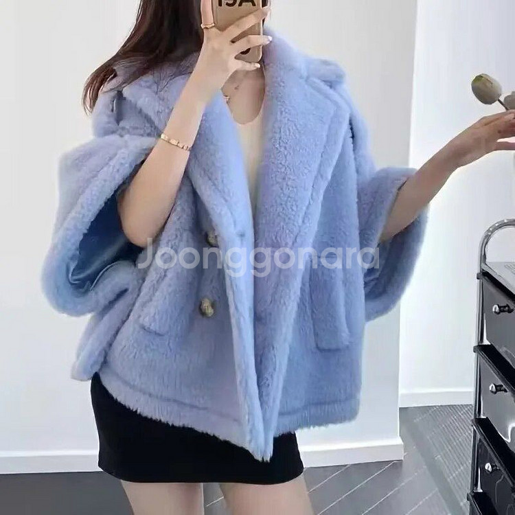 테디 코트 털 자켓 막스 카라 퍼 숄 판쵸 자켓 수입의--3