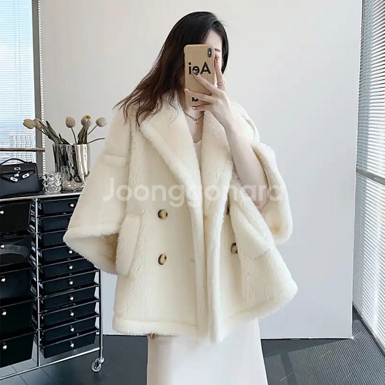 테디 코트 털 자켓 막스 카라 퍼 숄 판쵸 자켓 수입의--1