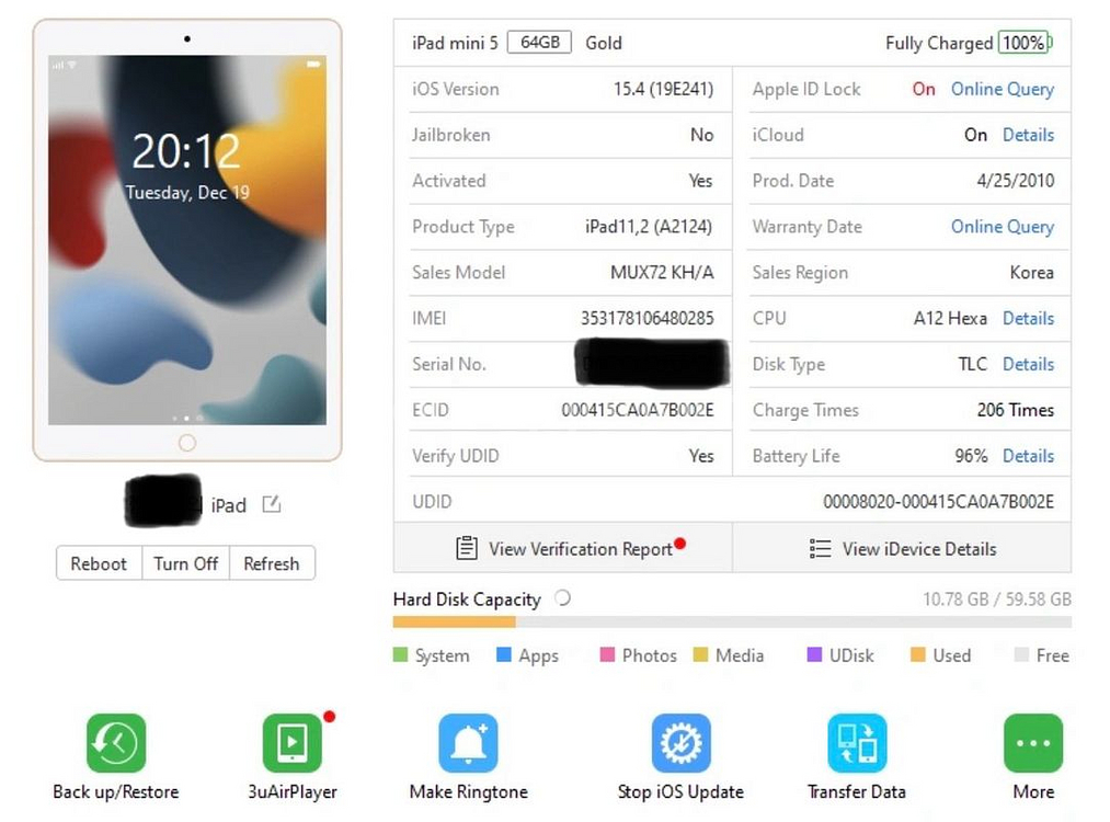 아이패드 미니5 로즈골드64g 셀룰러(액정 살짝 파손)--9