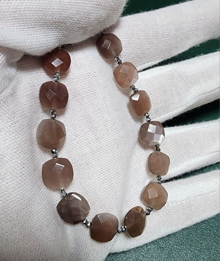 핸드메이드 AA~A+초코문스톤 목걸이 이미지