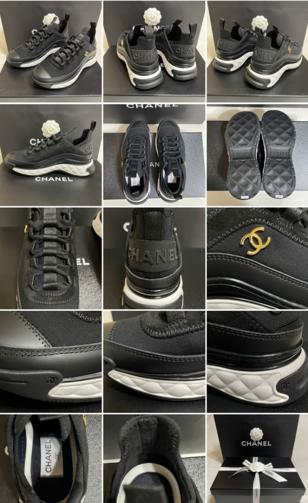 샤넬CC로고 믹스드 파이버 여성 스니커즈 240mm--4