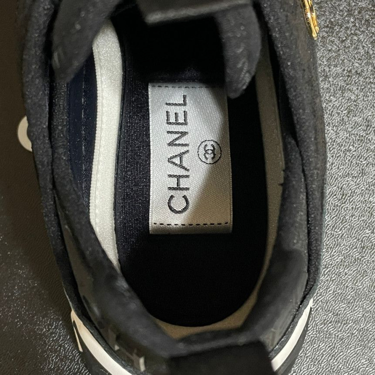 샤넬CC로고 믹스드 파이버 여성 스니커즈 240mm--3