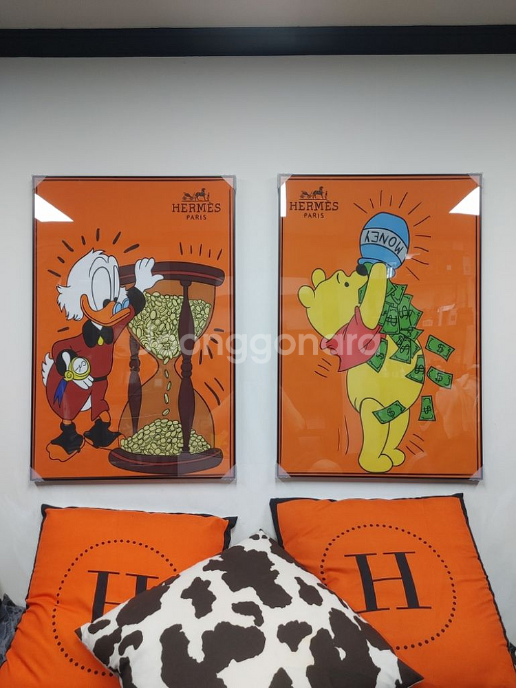 애르메스 곰돌이 푸우 대형 디즈니 그림 액자 팝아트--9