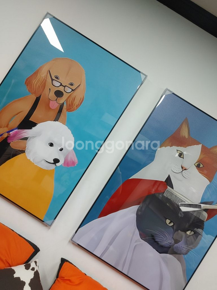 고양이 리트리버 비숑 대형 반려동물 그림 액자 팝아트--2