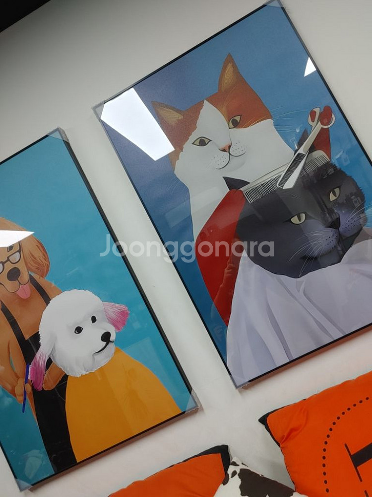 고양이 리트리버 비숑 대형 반려동물 그림 액자 팝아트--1