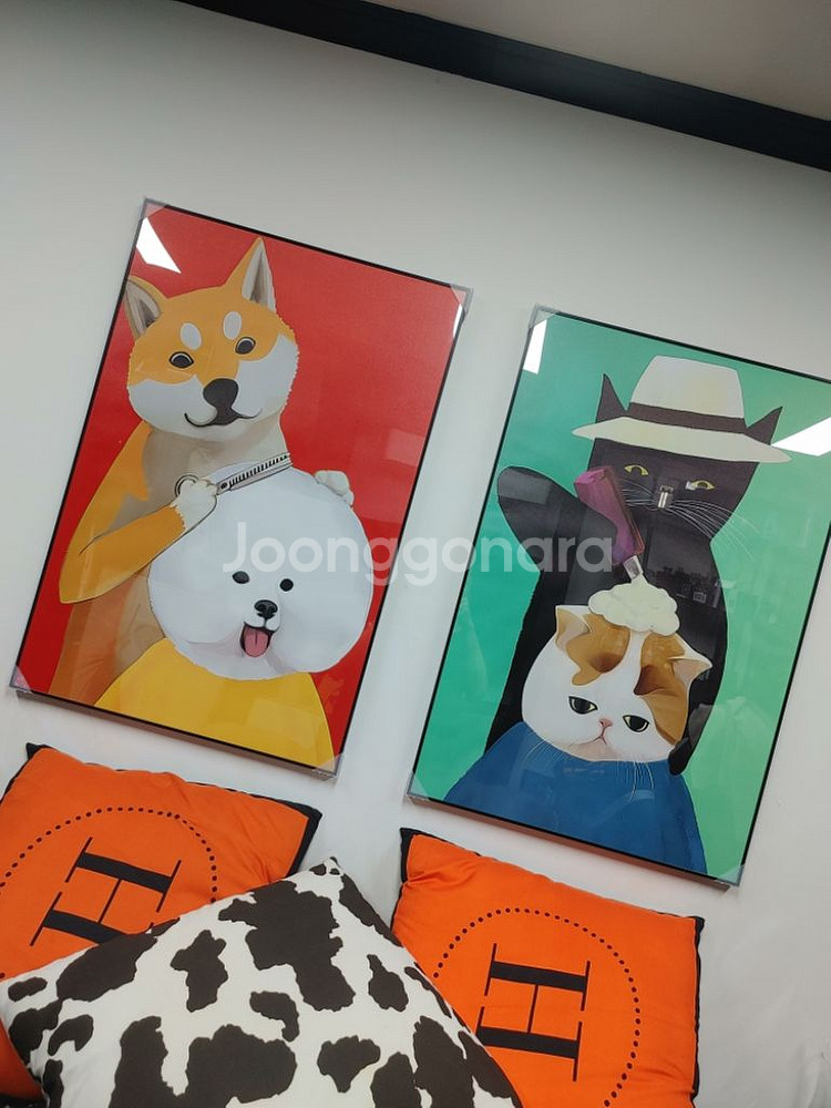 시바견 고양이 비숑 대형 반려동물 그림 액자 인테리어--8