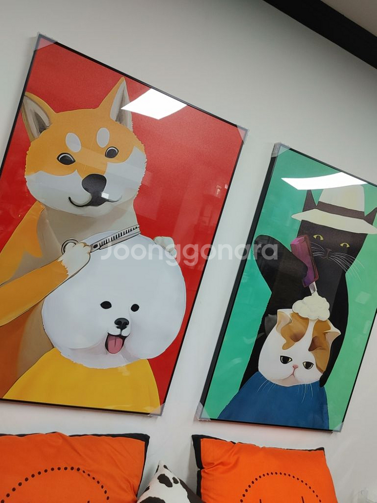 시바견 고양이 비숑 대형 반려동물 그림 액자 인테리어--6