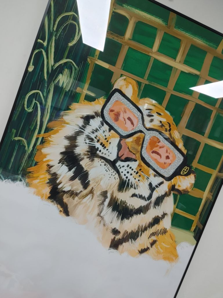 구찌 백두산 호랑이 맹수 대형 팝아트 그림 액자 포스터--1