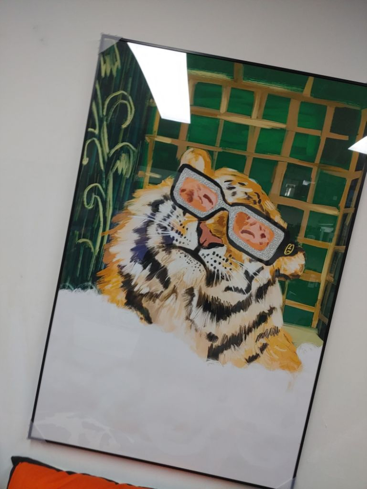 구찌 백두산 호랑이 맹수 대형 팝아트 그림 액자 포스터--5