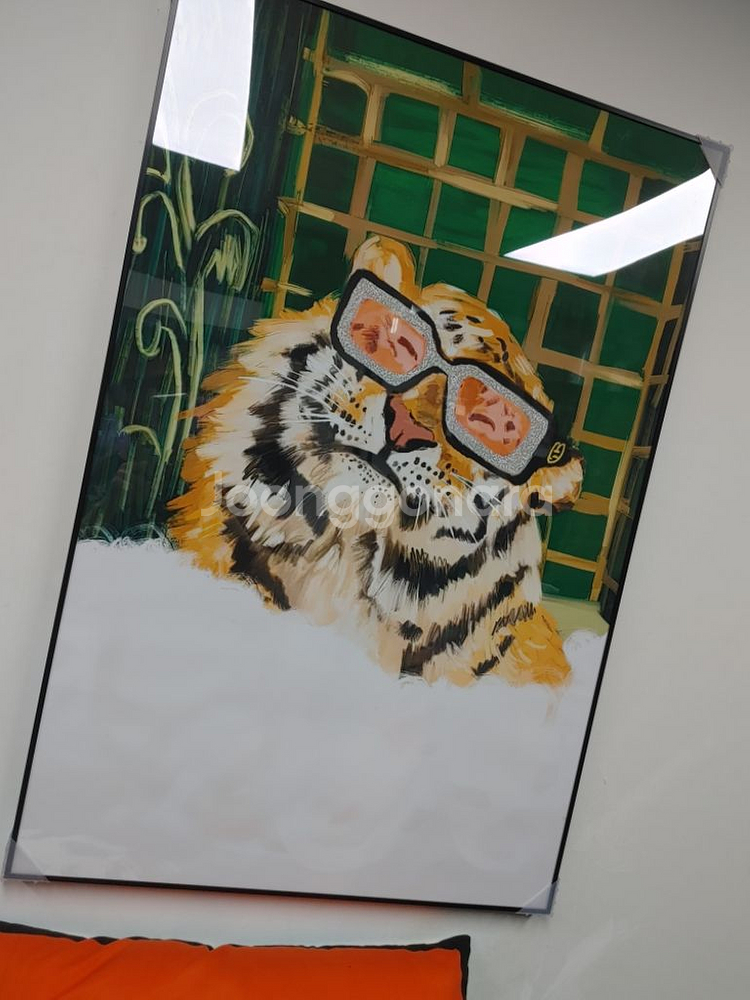 구찌 백두산 호랑이 맹수 대형 팝아트 그림 액자 포스터--4