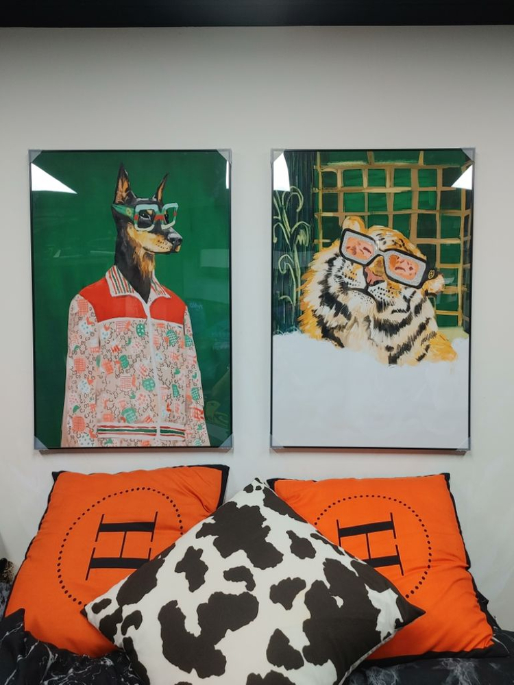 구찌 백두산 호랑이 맹수 대형 팝아트 그림 액자 포스터--6