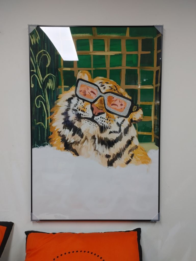 구찌 백두산 호랑이 맹수 대형 팝아트 그림 액자 포스터--3